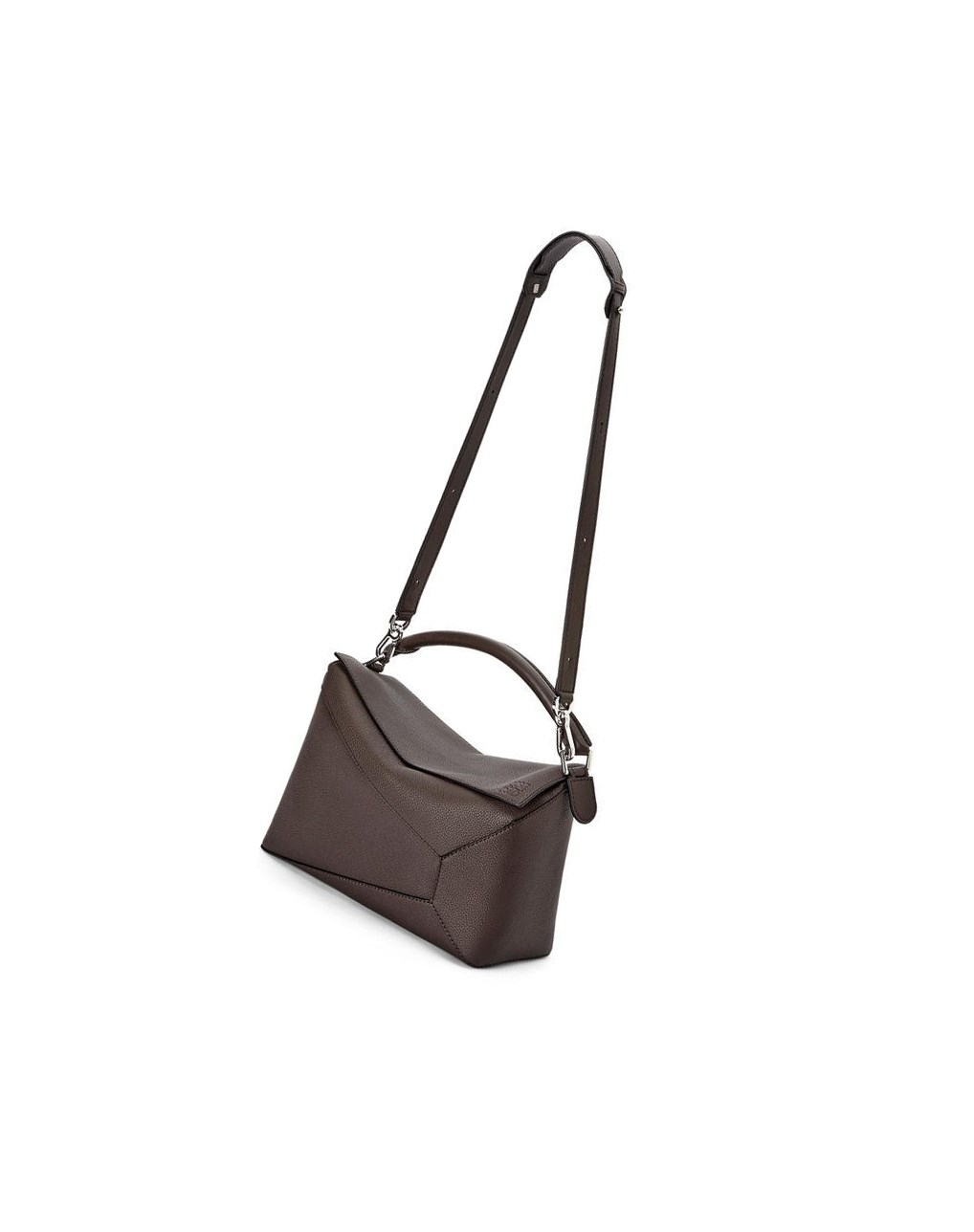 Loewe Large Puzzle Edge bag in grained calfskin Chocolat | 9527MRDUC