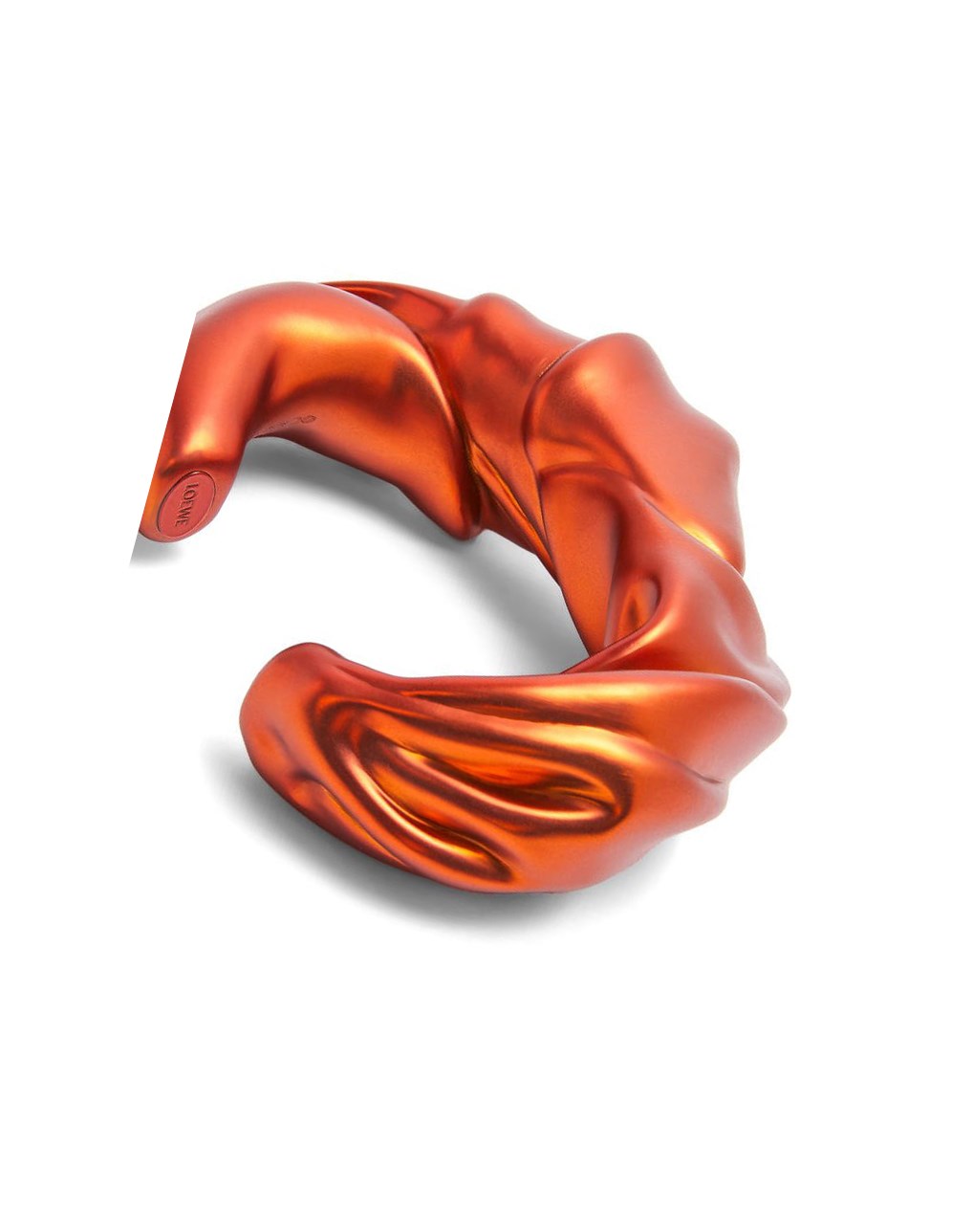 Loewe Large nappa twist cuff in sterling silver Rouge Orange | 6842RVSNE