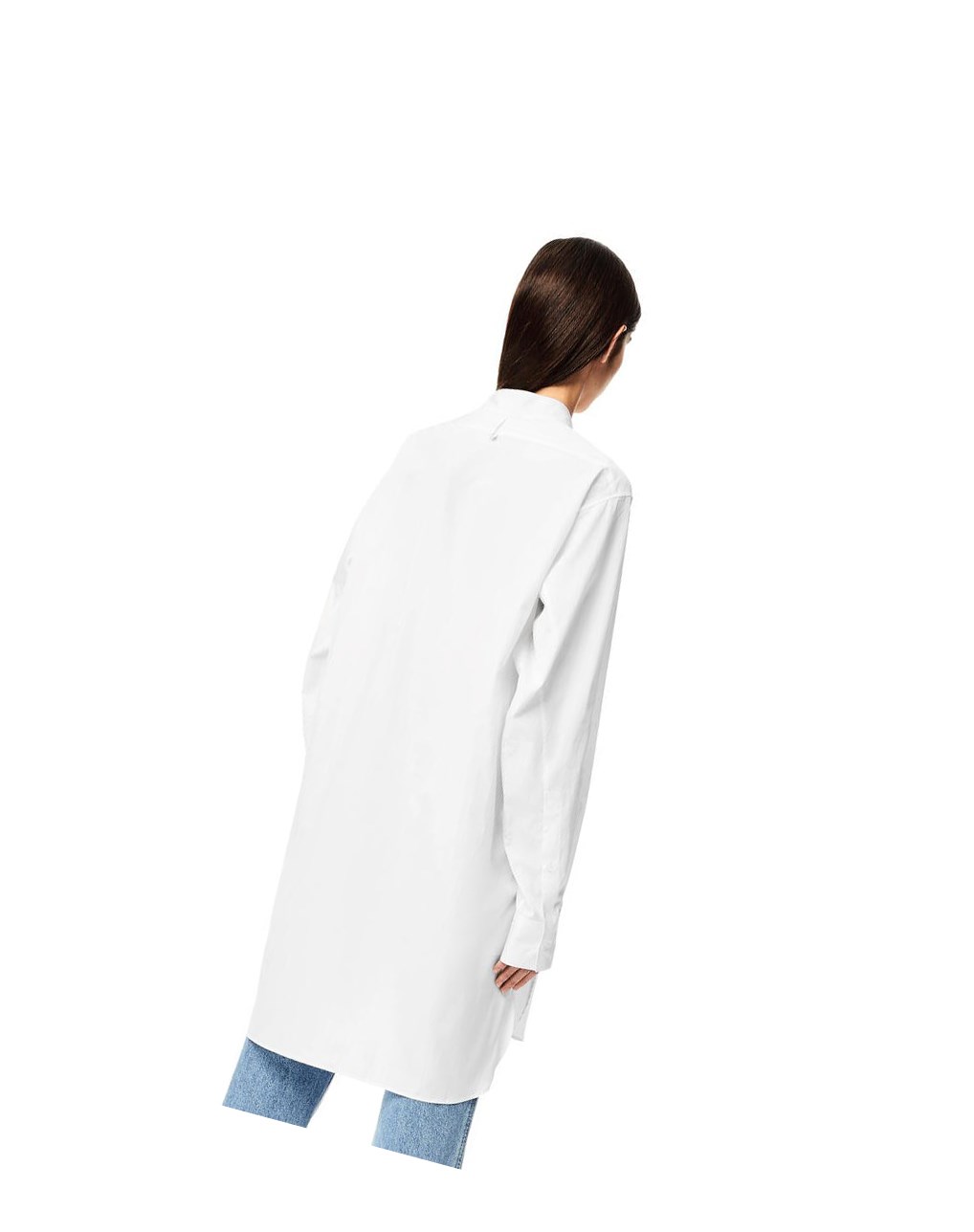 Loewe Long asymmetric shirt in cotton Blanche | 1649CMVGB