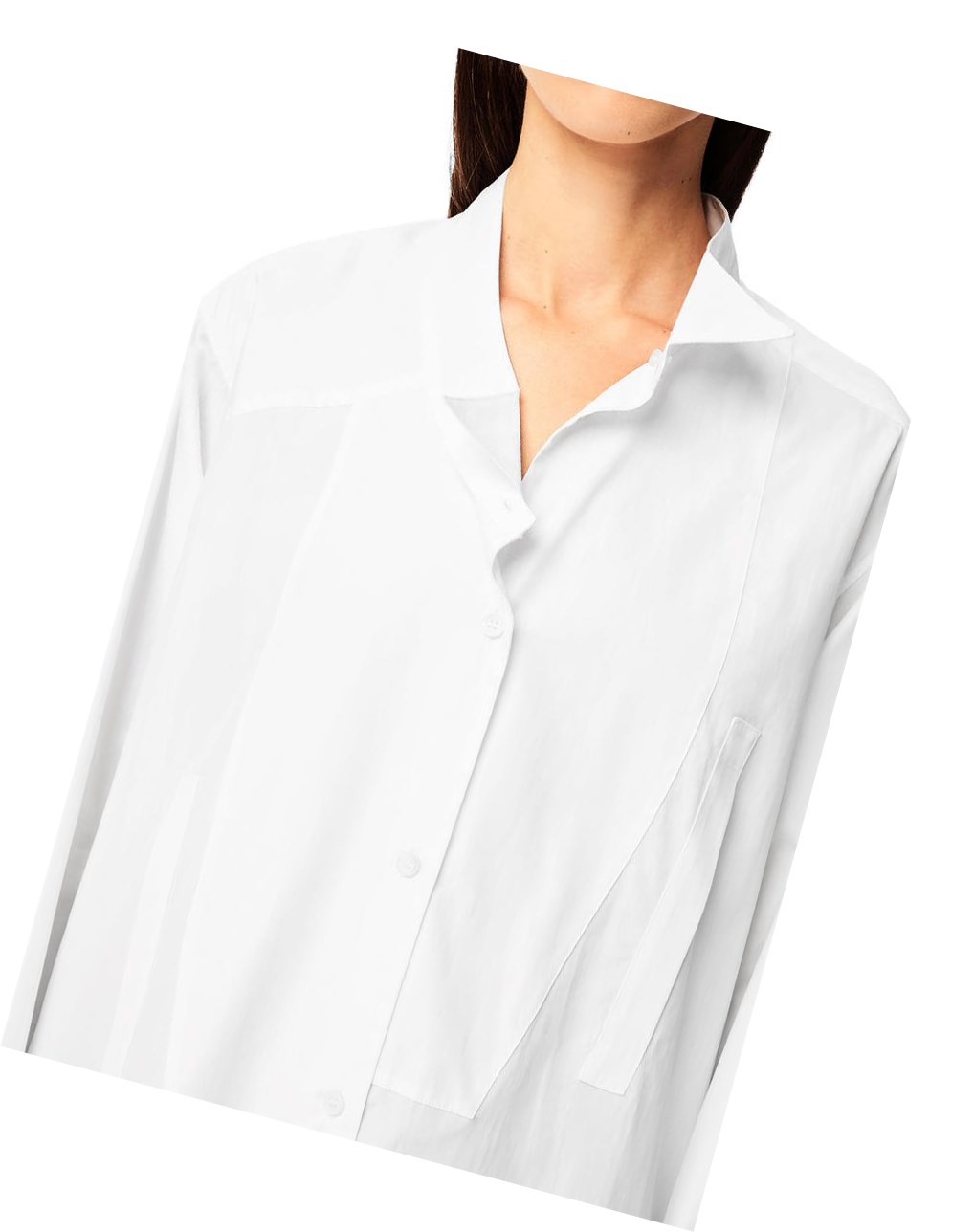 Loewe Long asymmetric shirt in cotton Blanche | 1649CMVGB