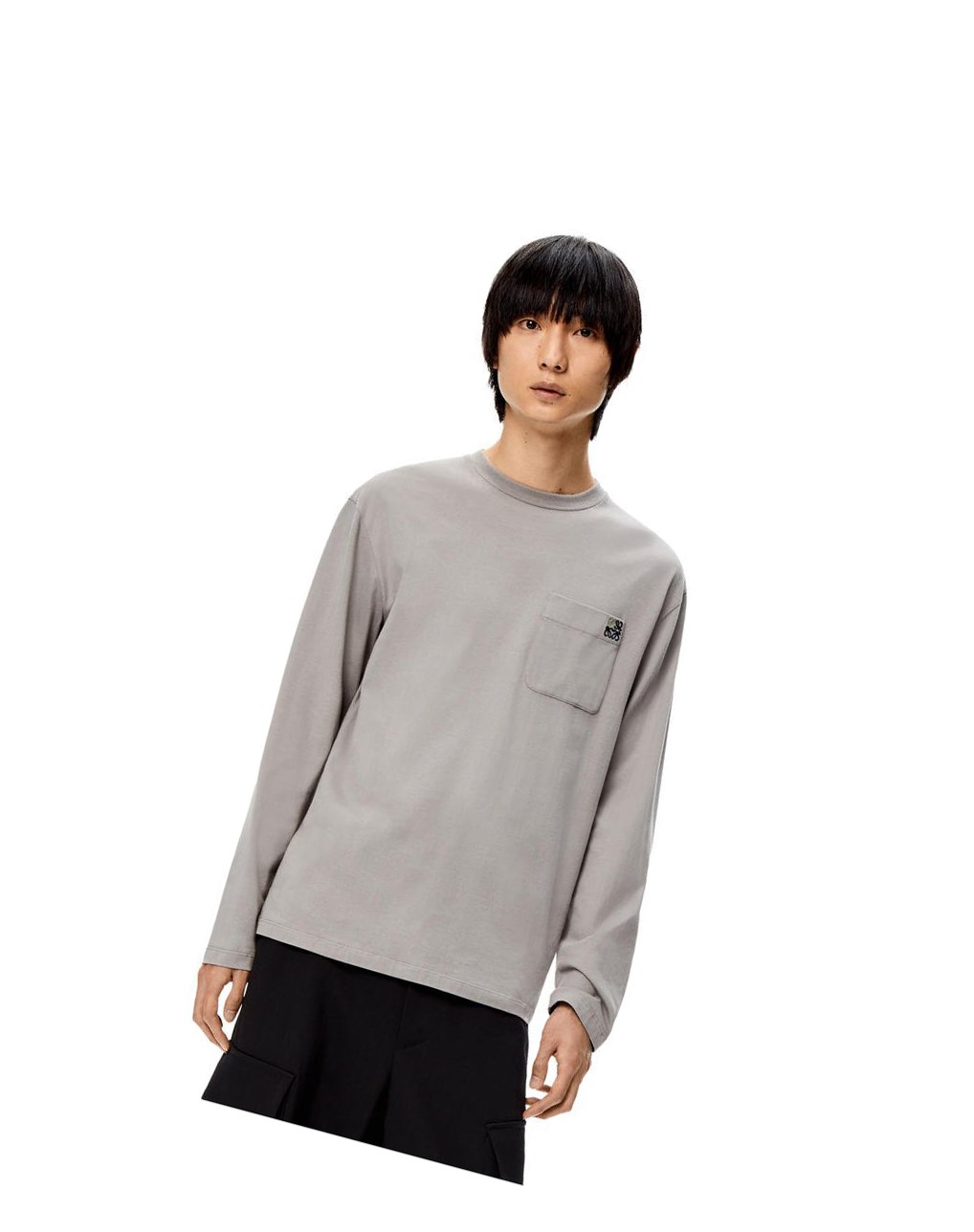 Loewe Long sleeve T-shirt in cotton Grise Foncé | 0437UTCJQ