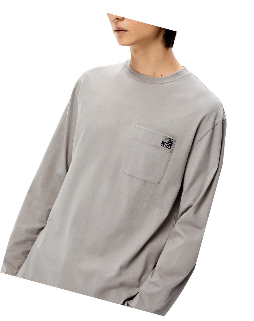 Loewe Long sleeve T-shirt in cotton Grise Foncé | 0437UTCJQ