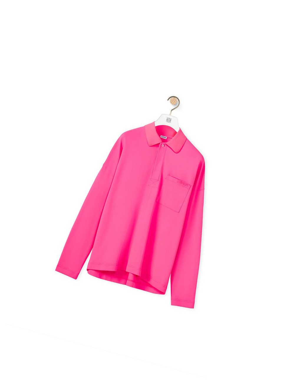 Loewe Long sleeve polo top in polyamide Rose | 5726TNSBM