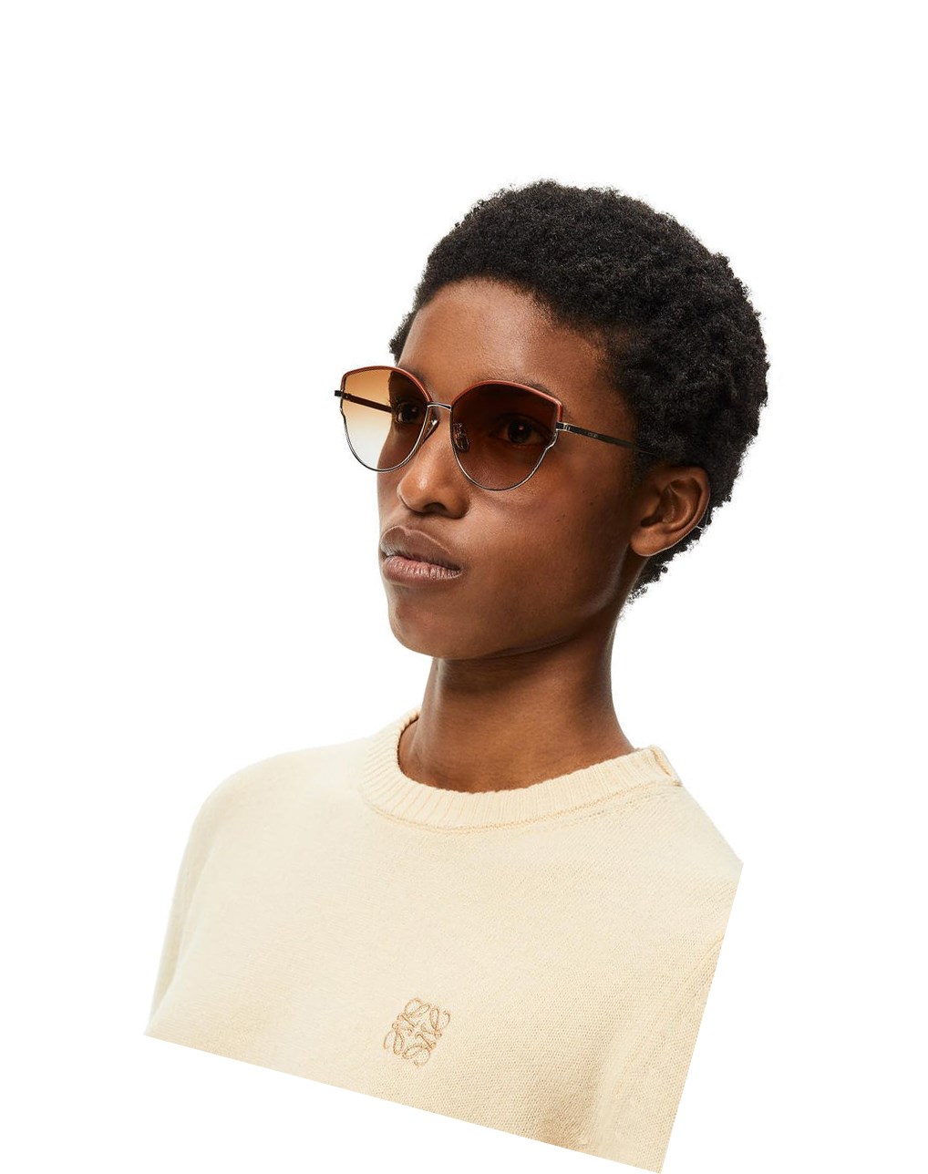 Loewe Metal butterfly sunglasses Marron Rose Doré | 9615EYGUS