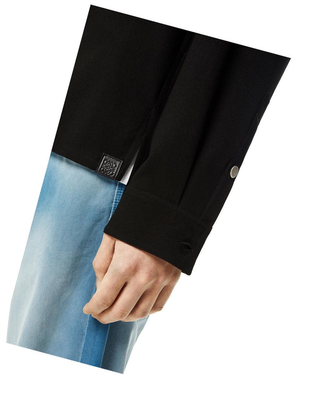 Loewe Metal button overshirt in wool Noir | 7498IAKGQ