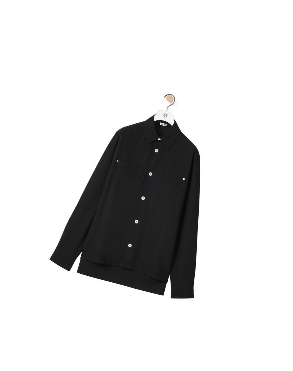 Loewe Metal button overshirt in wool Noir | 7498IAKGQ