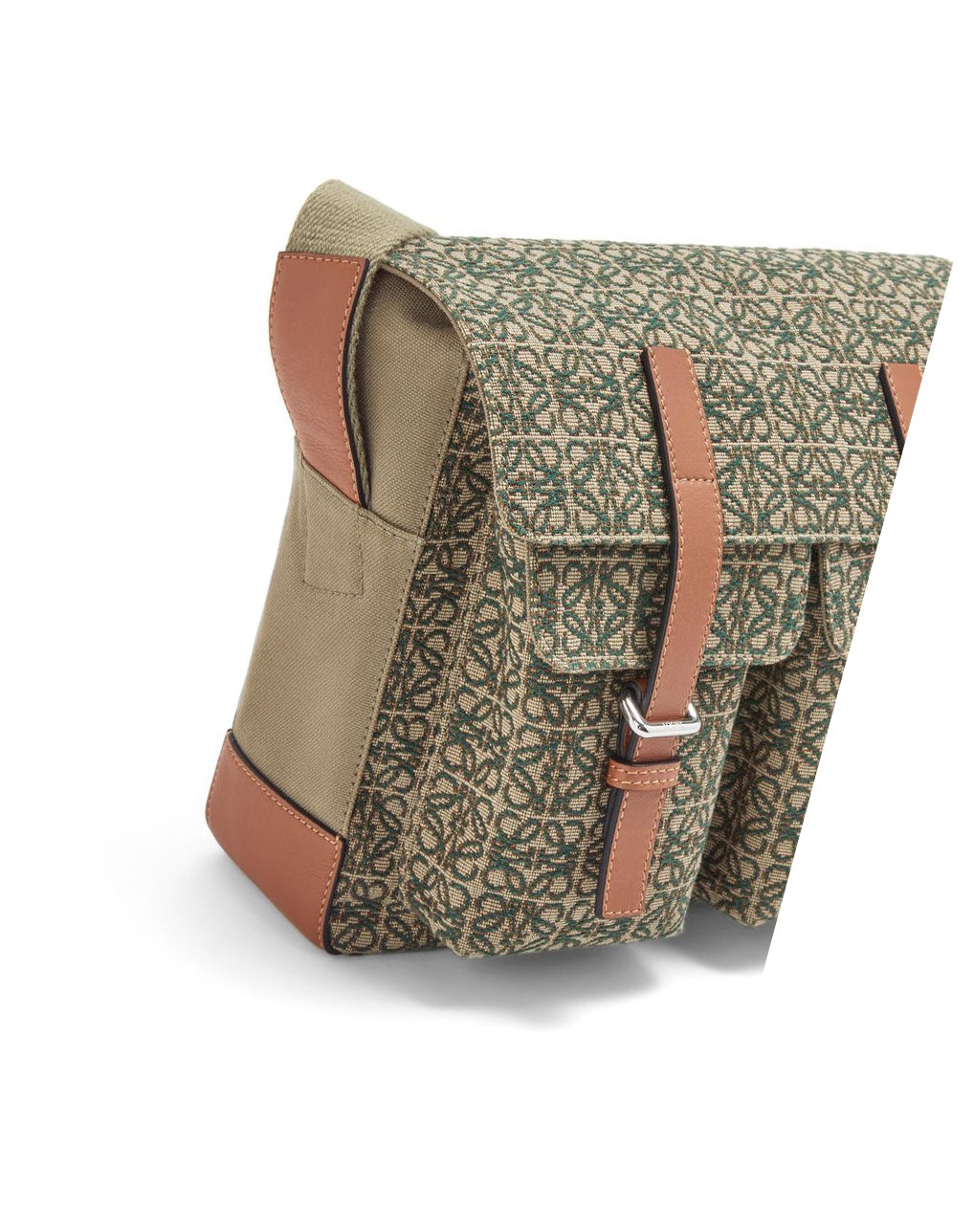 Loewe Military Satchel in Anagram jacquard and calfskin Kaki Vert | 7840WGDHQ