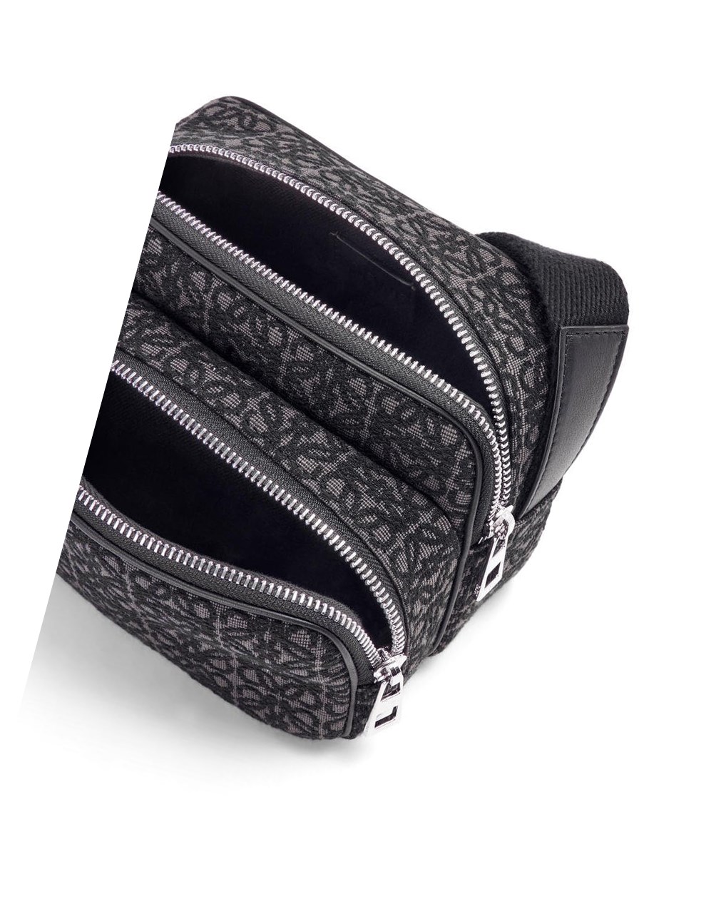 Loewe Mini Camera bag in Anagram jacquard and calfskin Noir | 0467HKDAT