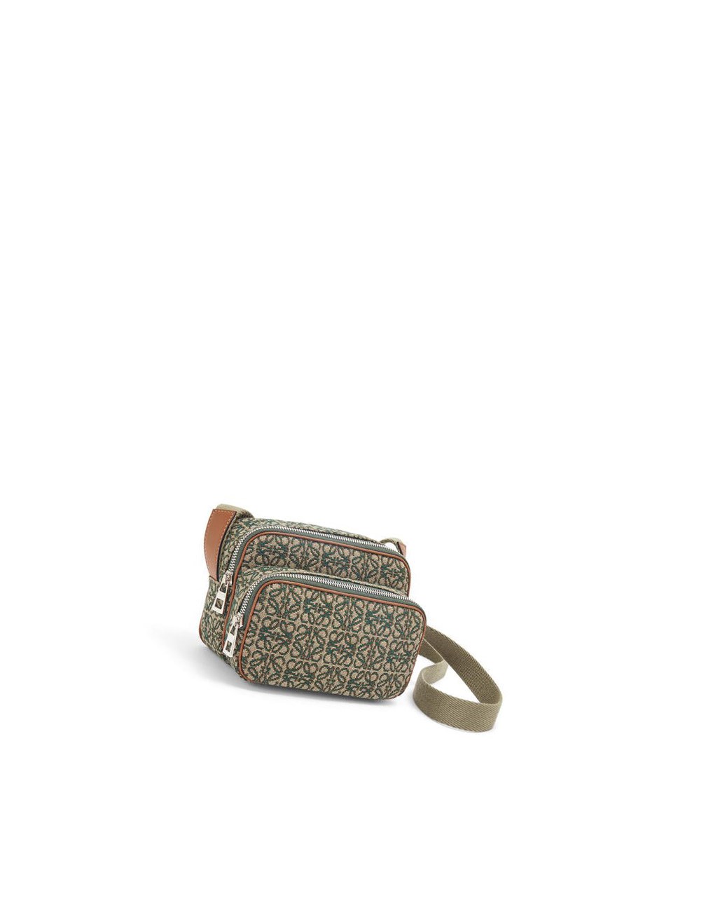 Loewe Mini Camera bag in Anagram jacquard and calfskin Kaki Vert | 3940FLVZE