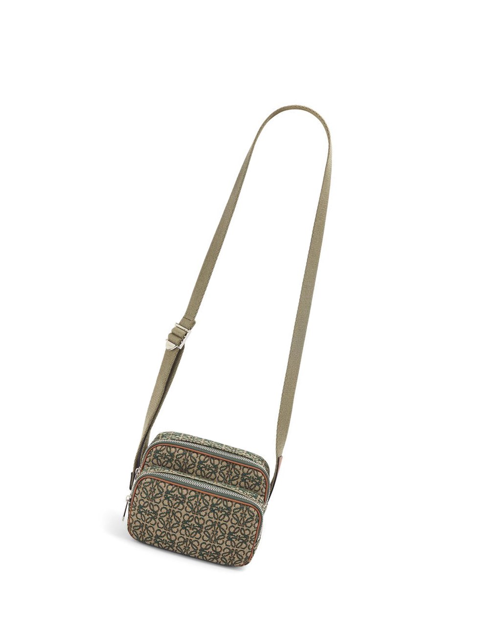 Loewe Mini Camera bag in Anagram jacquard and calfskin Kaki Vert | 3940FLVZE