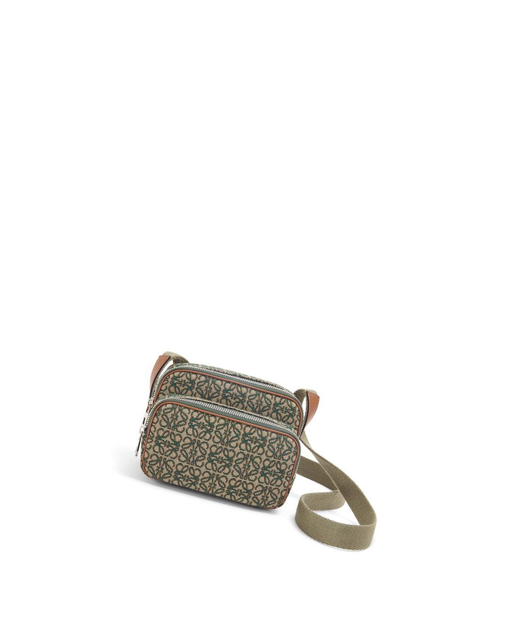 Loewe Mini Camera bag in Anagram jacquard and calfskin Kaki Vert | 3940FLVZE