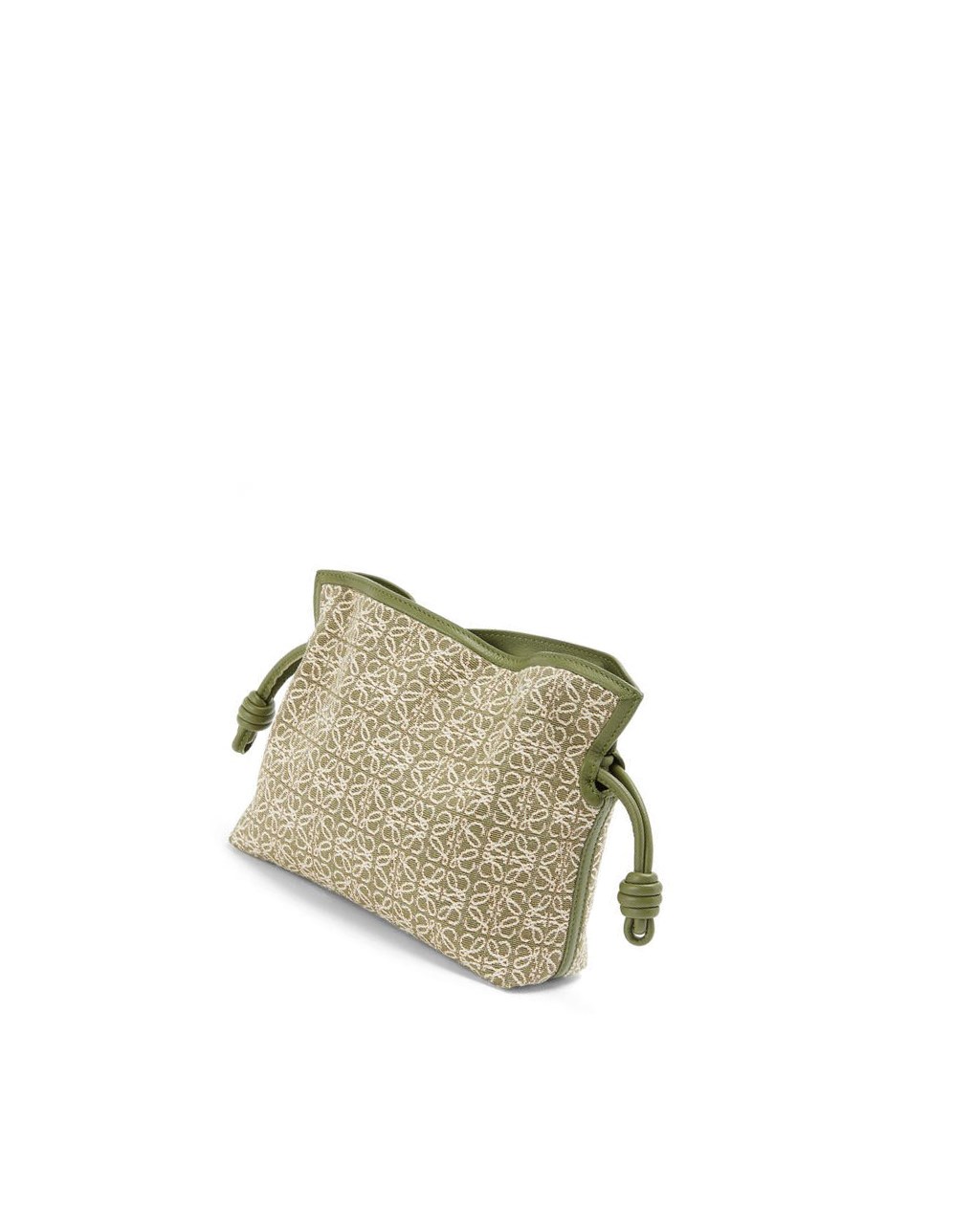 Loewe Mini Flamenco clutch in Anagram jacquard and calfskin Vert Vert | 0842AXIWL