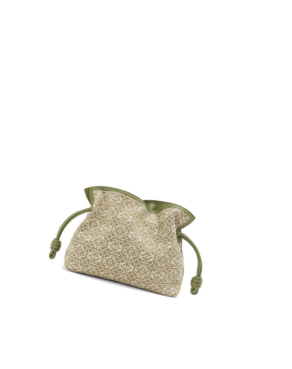 Loewe Mini Flamenco clutch in Anagram jacquard and calfskin Vert Vert | 0842AXIWL