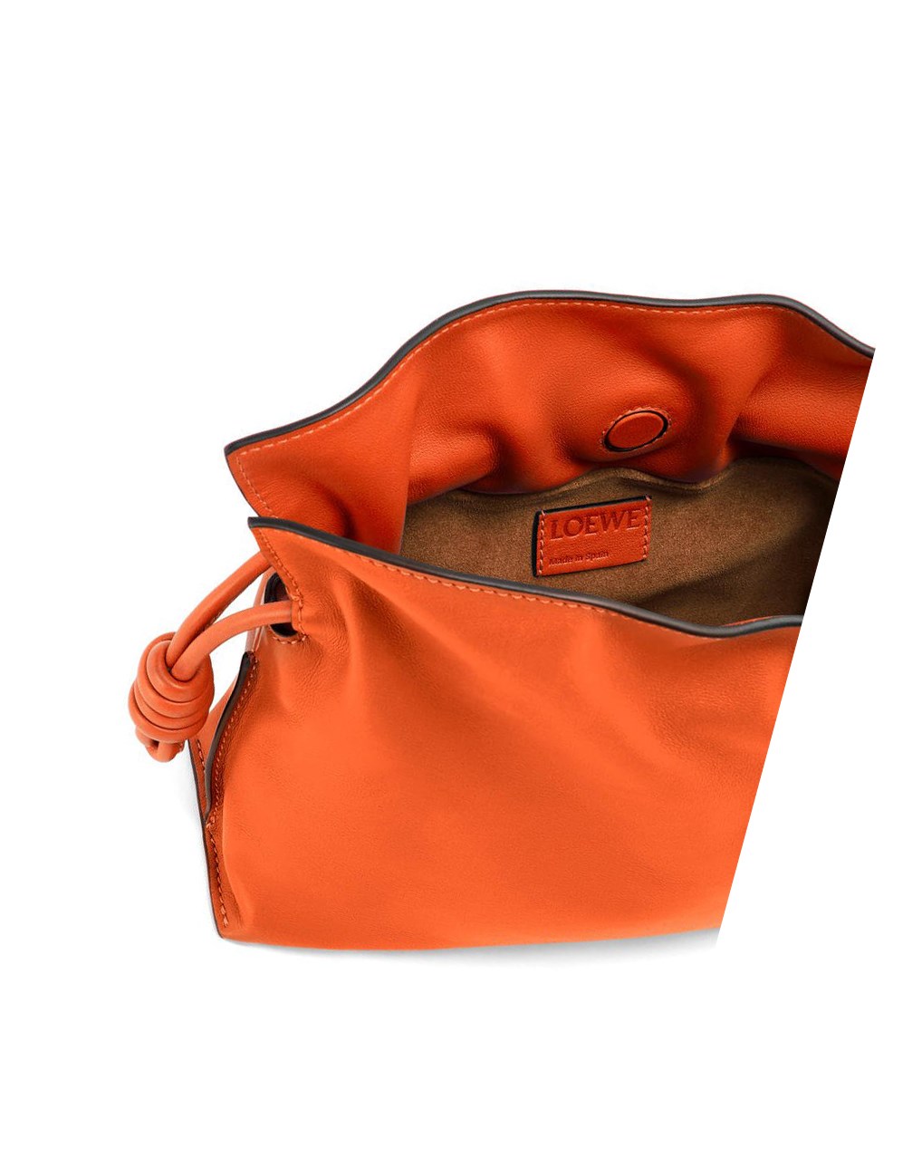 Loewe Mini Flamenco clutch in nappa calfskin with chain Orange | 8712FLORH