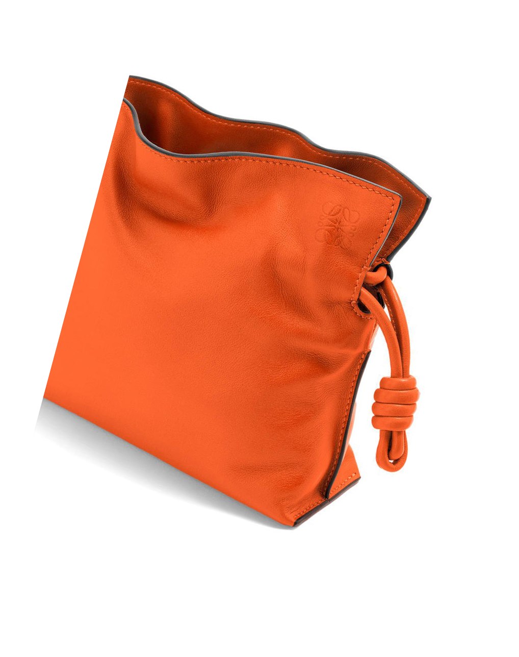 Loewe Mini Flamenco clutch in nappa calfskin with chain Orange | 8712FLORH