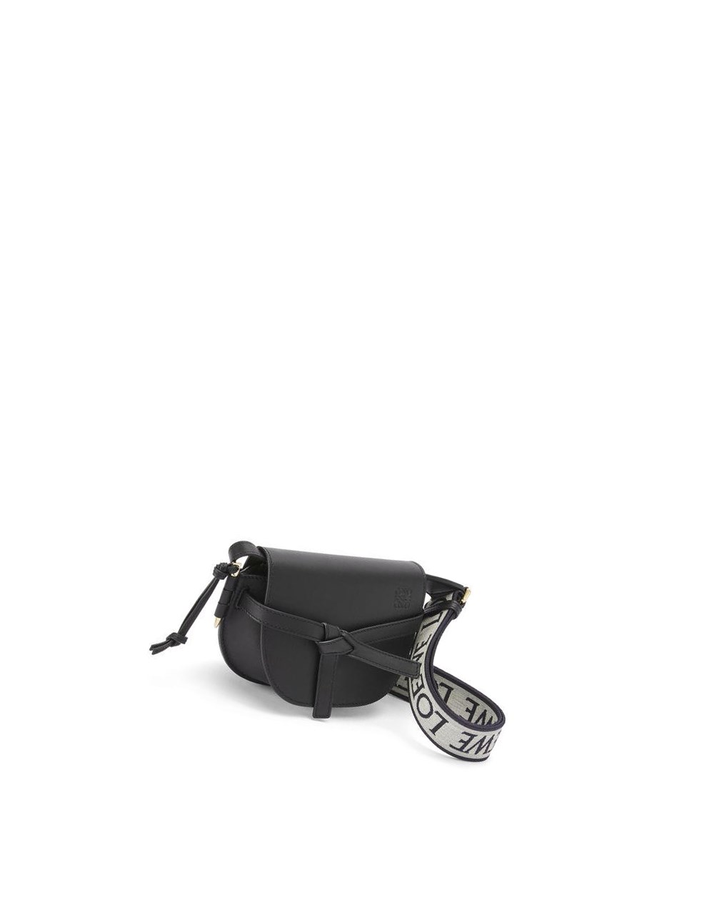 Loewe Mini Gate Dual bag in soft calfskin and jacquard Noir | 0183JBECN