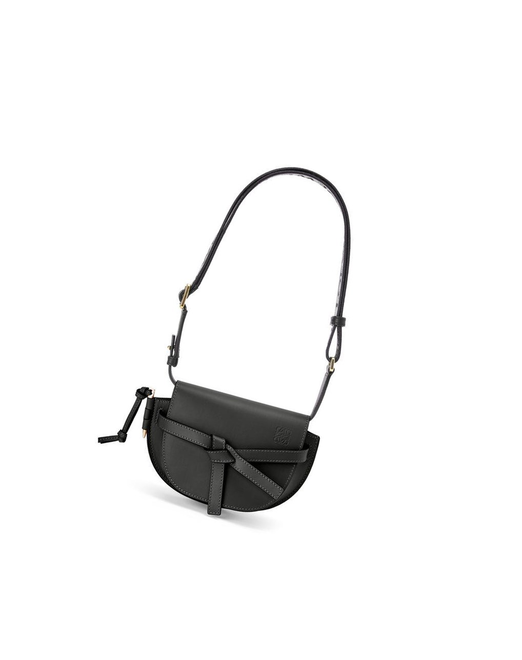 Loewe Mini Gate Dual bag in soft calfskin and jacquard Noir | 0183JBECN