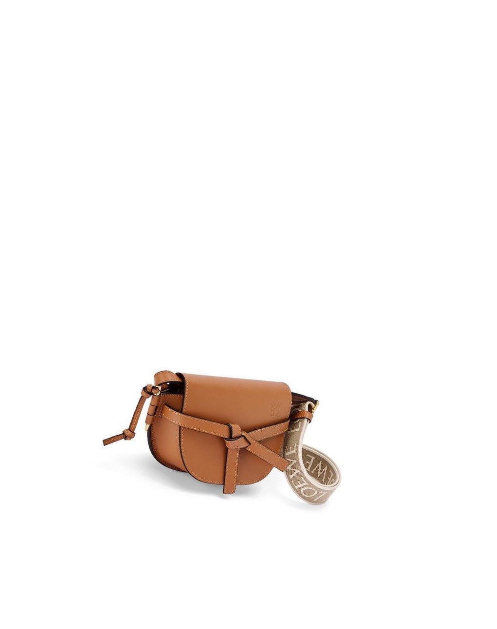 Loewe Mini Gate Dual bag in soft calfskin and jacquard Tan | 0739YWUEG