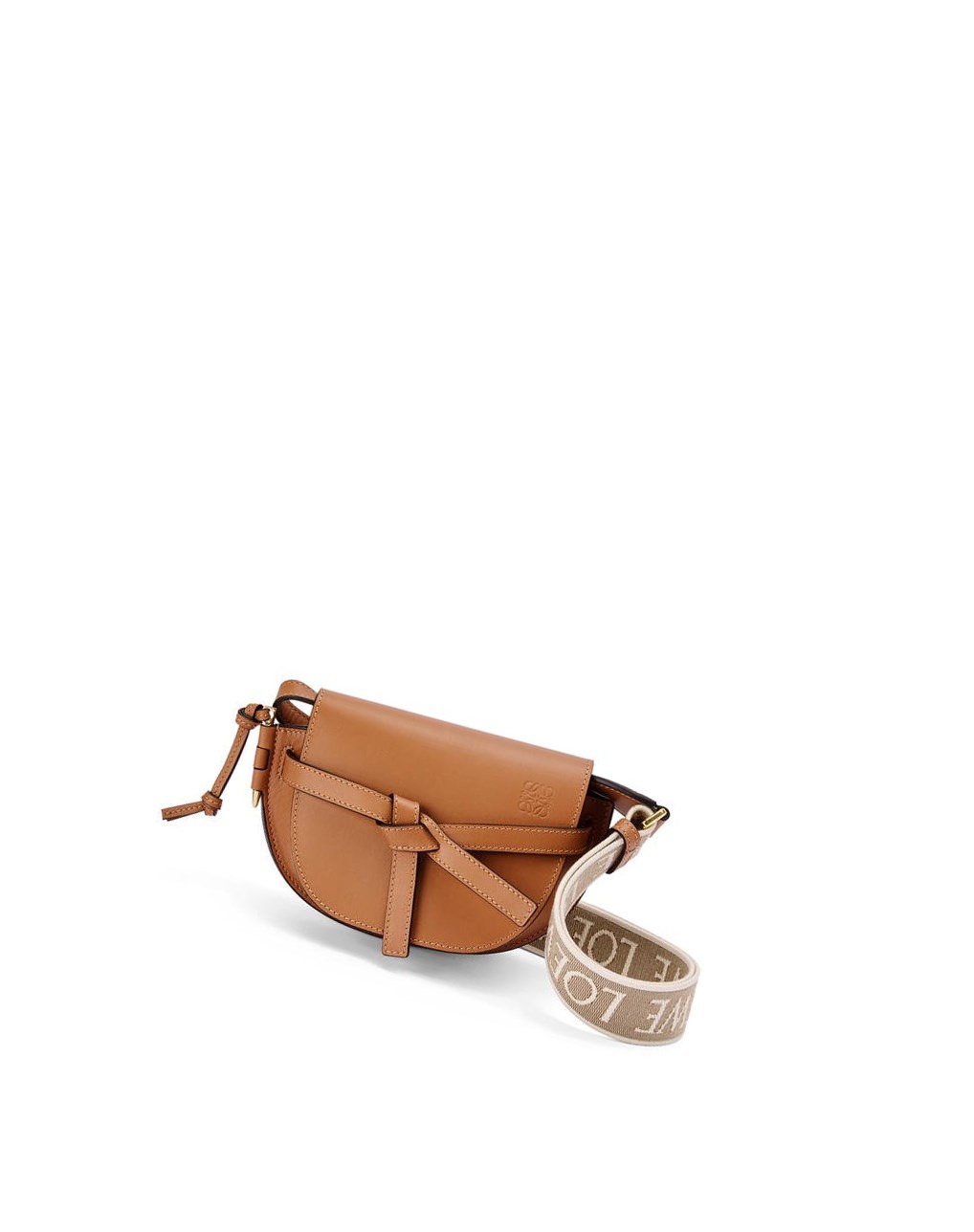 Loewe Mini Gate Dual bag in soft calfskin and jacquard Tan | 0739YWUEG