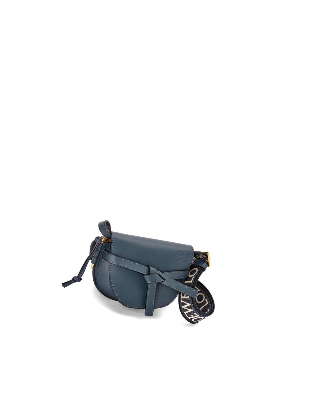 Loewe Mini Gate Dual bag in soft calfskin and jacquard Bleu | 1964DPYAB