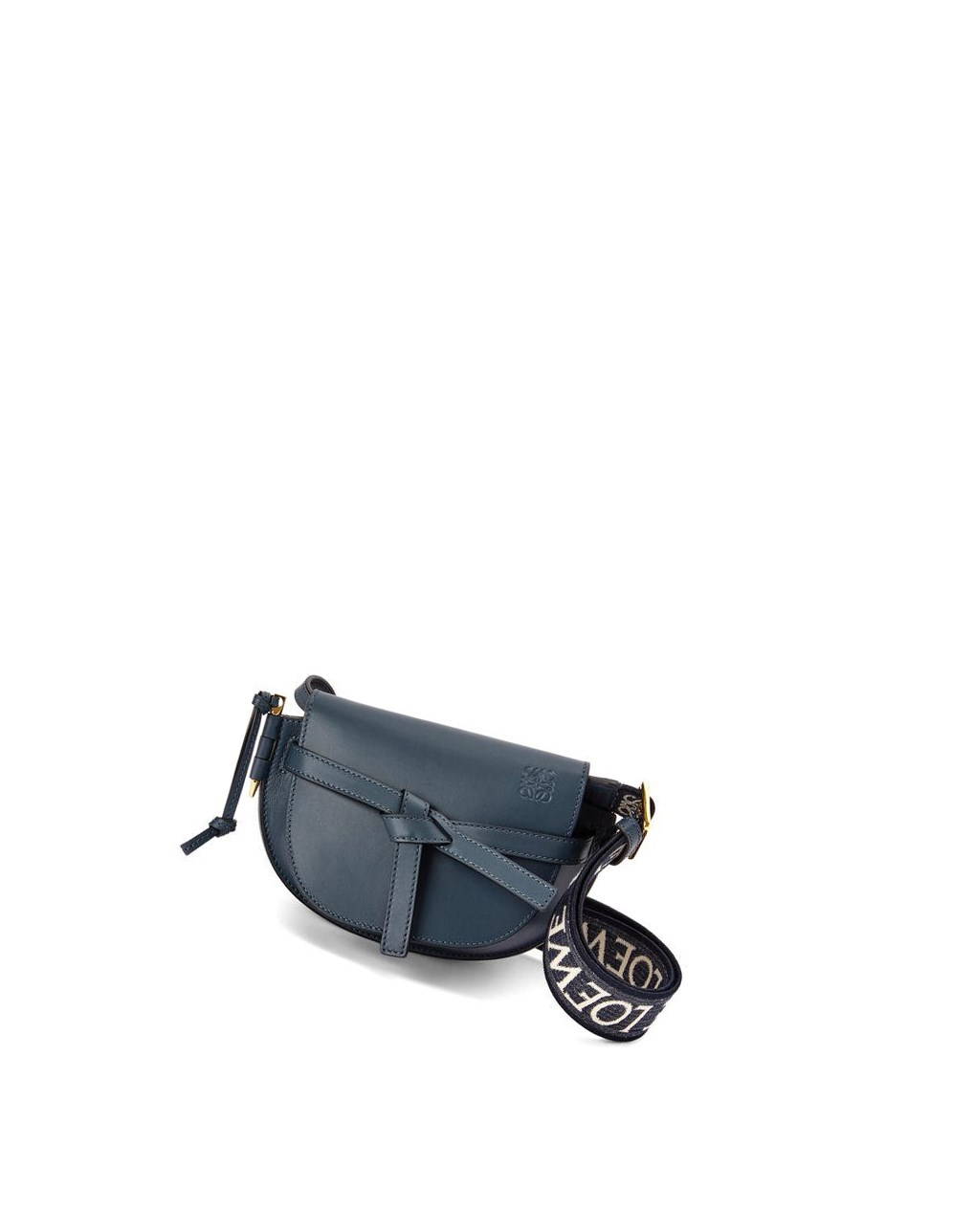 Loewe Mini Gate Dual bag in soft calfskin and jacquard Bleu | 1964DPYAB