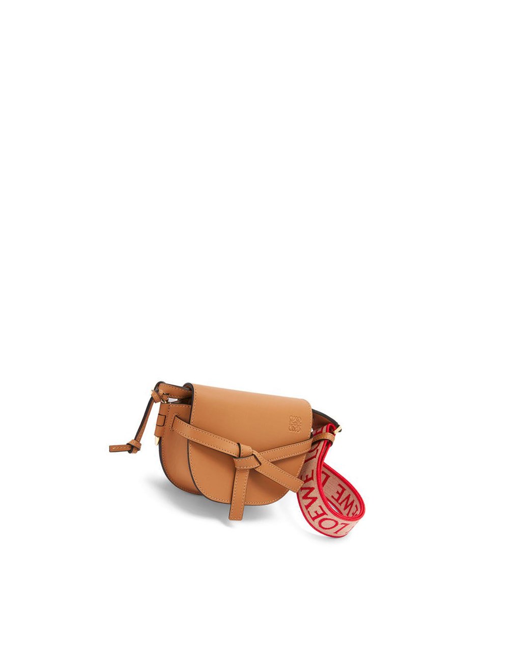 Loewe Mini Gate Dual bag in soft calfskin and jacquard Warm Desert | 2618ZWVAI