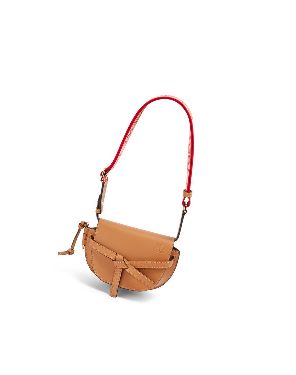 Loewe Mini Gate Dual bag in soft calfskin and jacquard Warm Desert | 2618ZWVAI