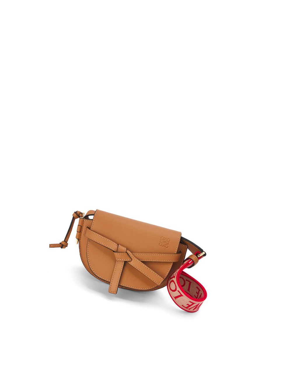 Loewe Mini Gate Dual bag in soft calfskin and jacquard Warm Desert | 2618ZWVAI