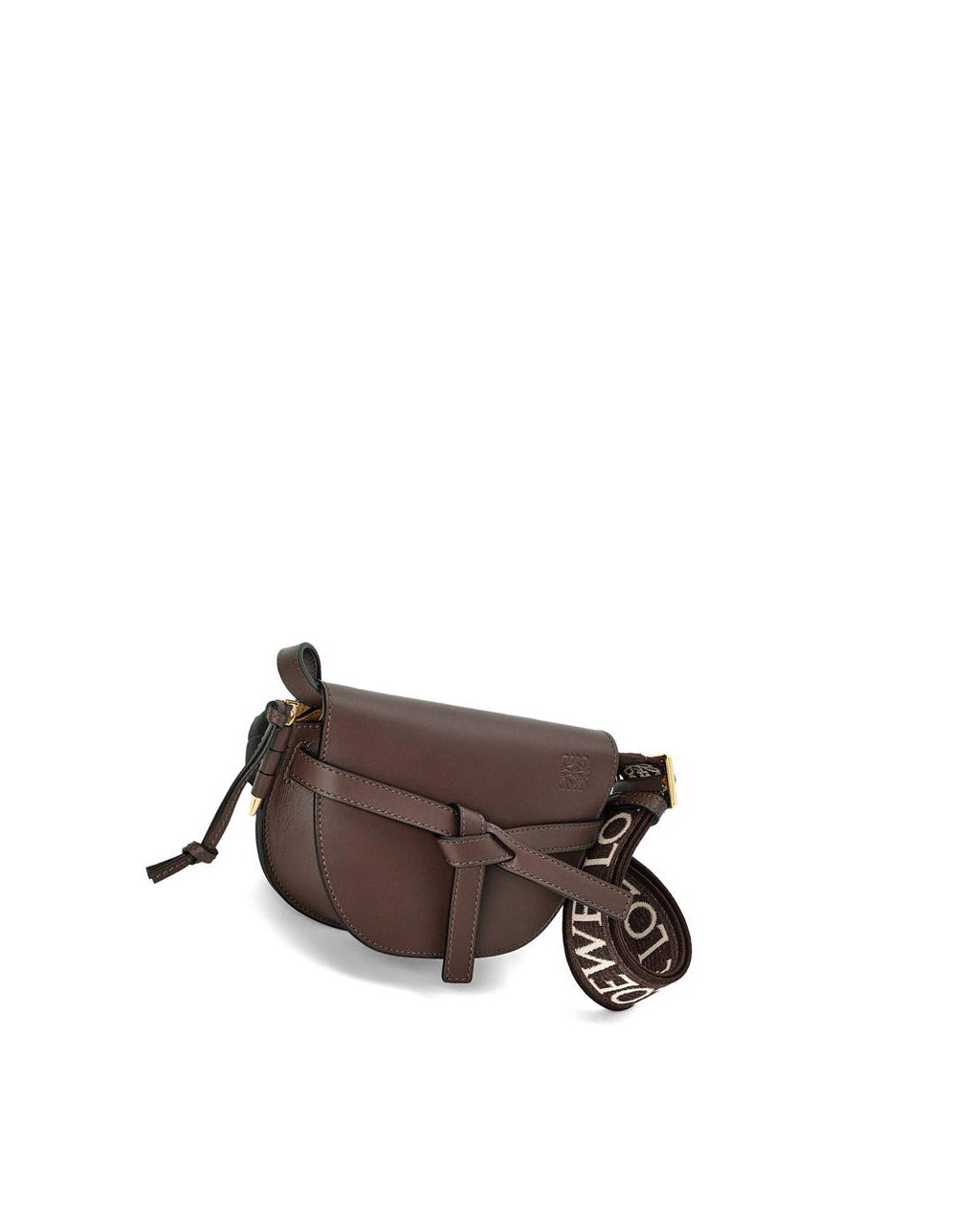 Loewe Mini Gate Dual bag in soft calfskin and jacquard Chocolat | 3027GFUBO