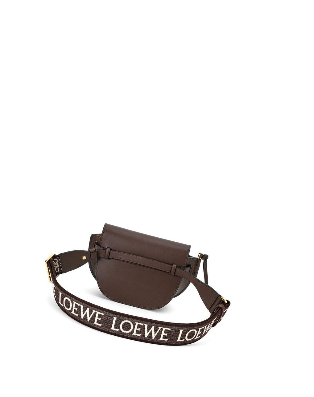 Loewe Mini Gate Dual bag in soft calfskin and jacquard Chocolat | 3027GFUBO