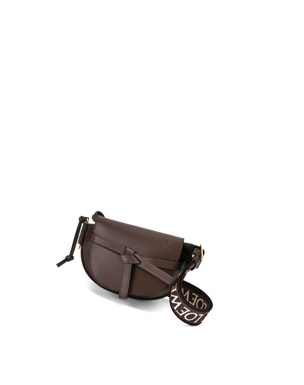 Loewe Mini Gate Dual bag in soft calfskin and jacquard Chocolat | 3027GFUBO