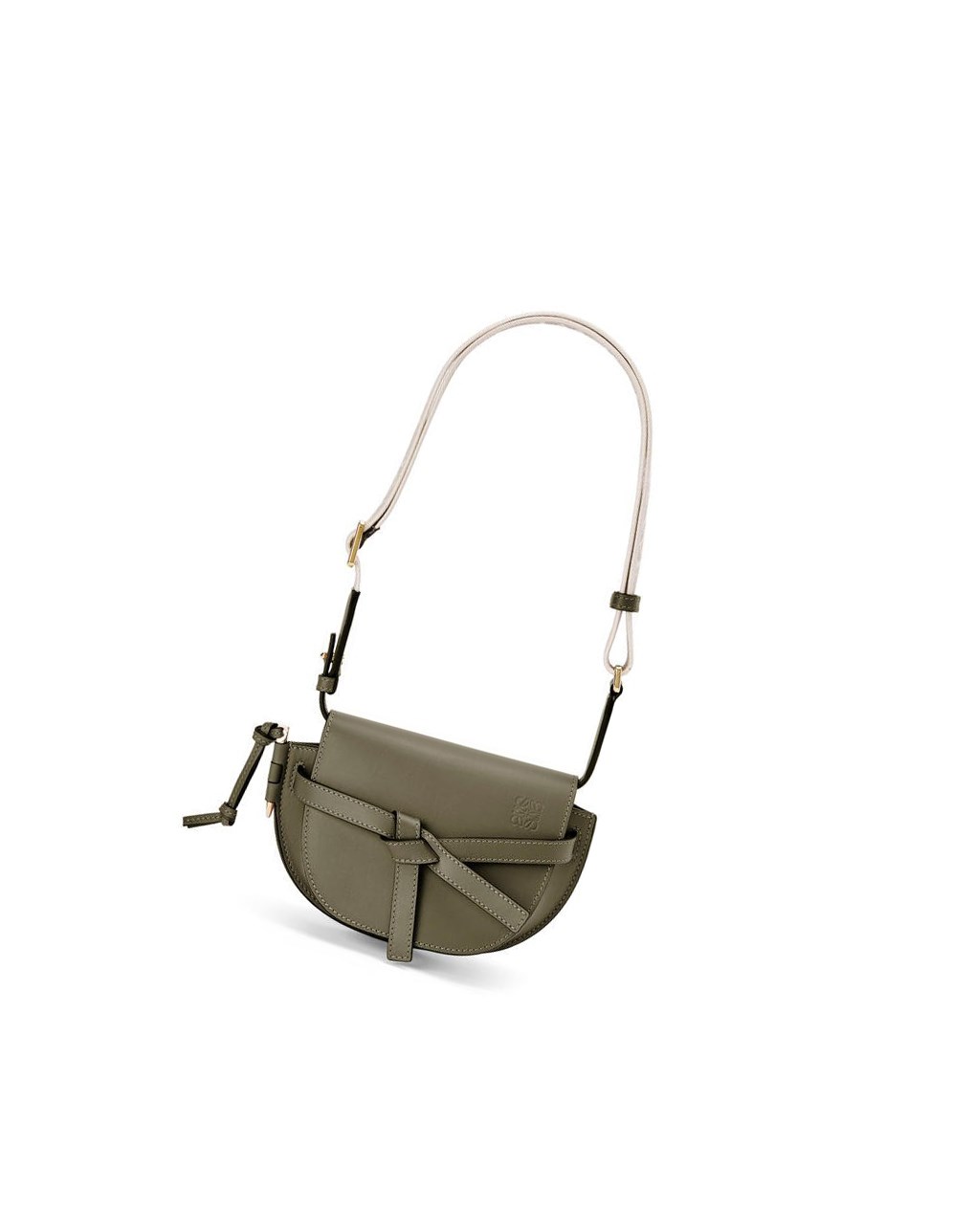 Loewe Mini Gate Dual bag in soft calfskin and jacquard Vert | 3826YGBMJ