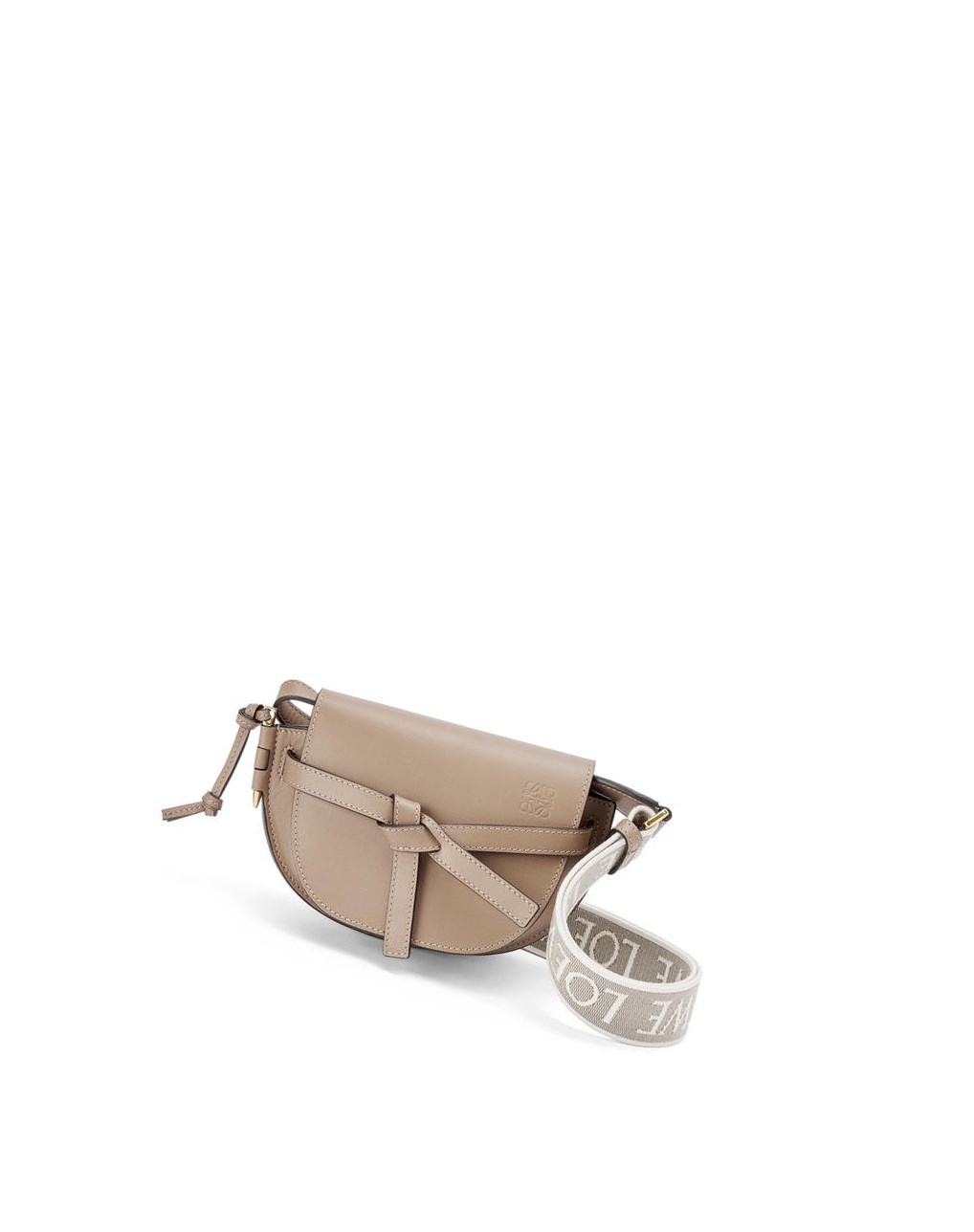 Loewe Mini Gate Dual bag in soft calfskin and jacquard Sable | 3940YUIWK