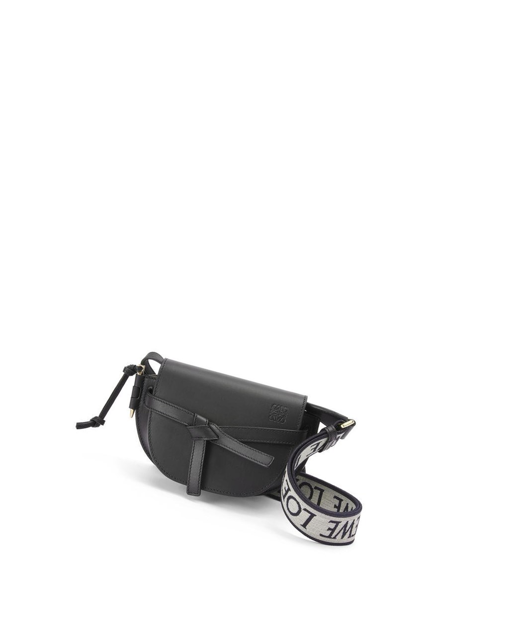 Loewe Mini Gate Dual bag in soft calfskin and jacquard Noir | 7325LZPUC