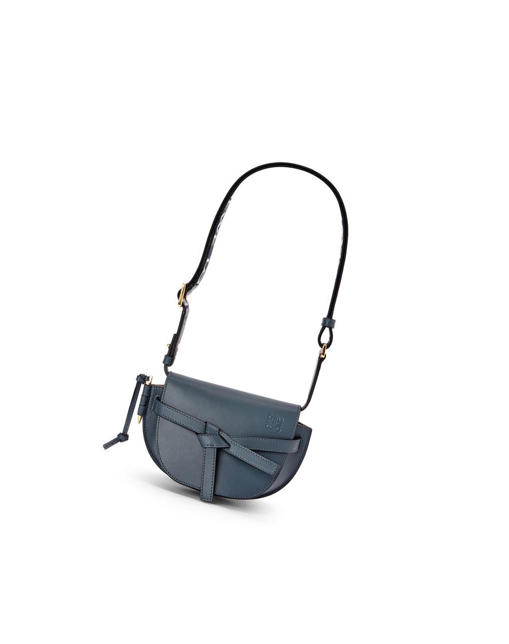 Loewe Mini Gate Dual bag in soft calfskin and jacquard Bleu | 7360RYGEL