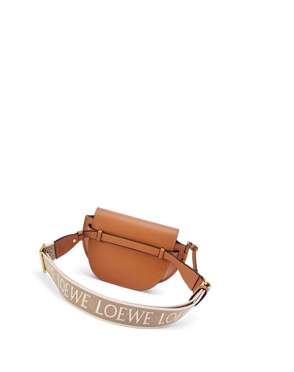 Loewe Mini Gate Dual bag in soft calfskin and jacquard Tan | 7593HAYET