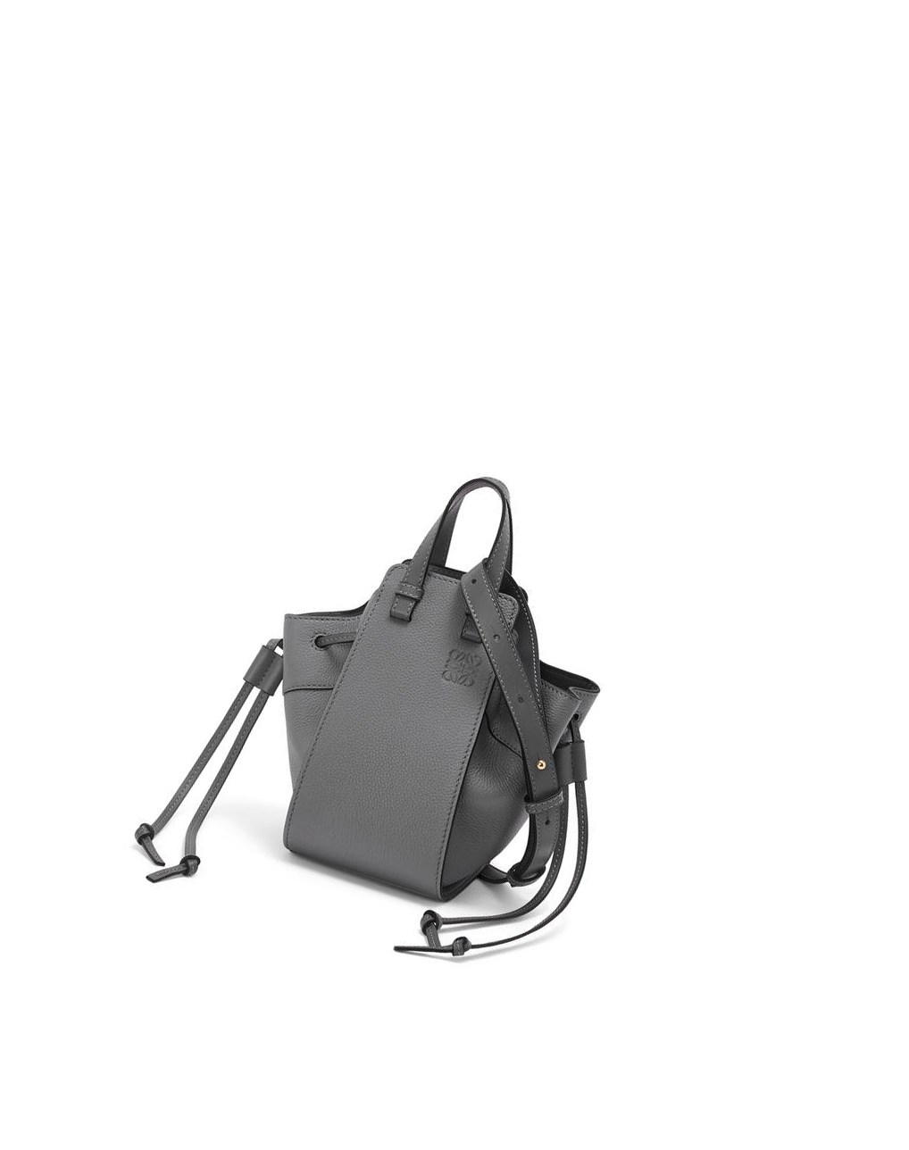 Loewe Mini Hammock drawstring in soft grained calfskin Grise | 9165GTHVM