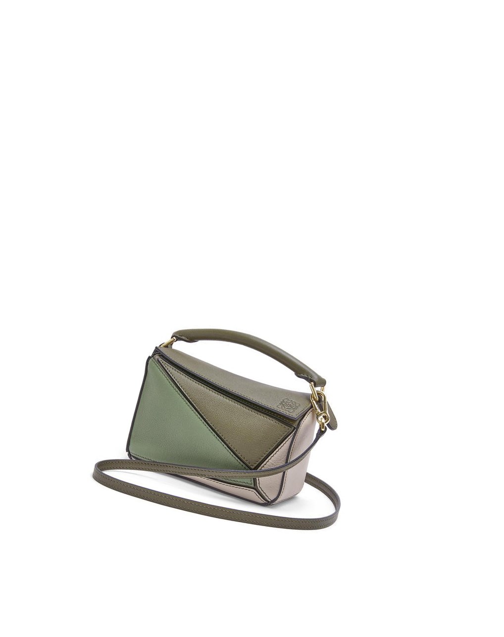 Loewe Mini Puzzle bag in classic calfskin Vert Noir | 3690WFLXZ