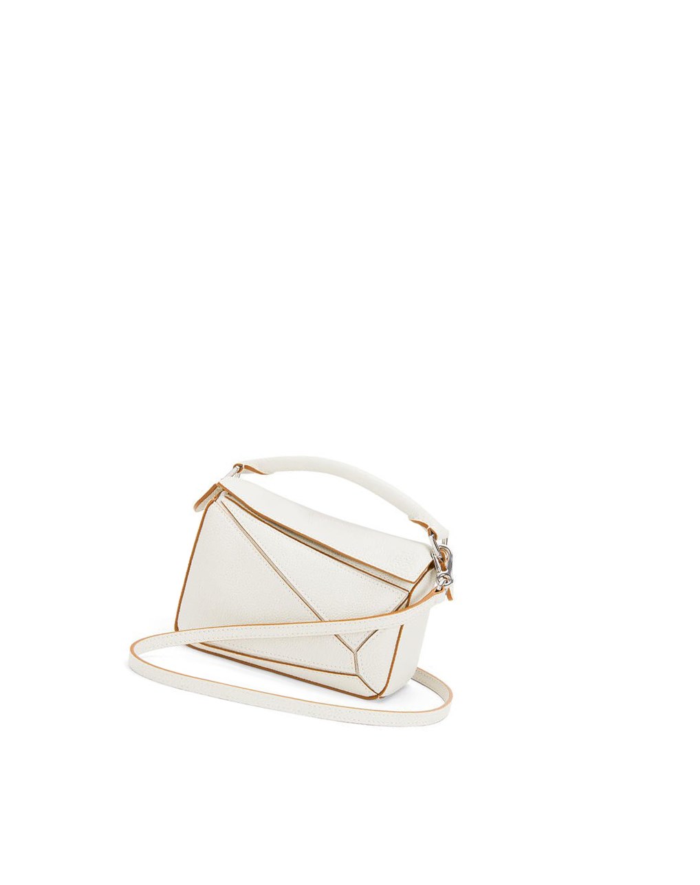 Loewe Mini Puzzle bag in soft grained calfskin Blanche | 5673JSQZI