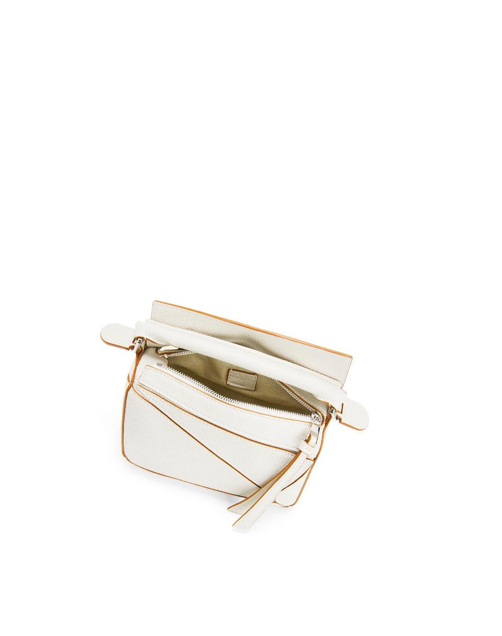 Loewe Mini Puzzle bag in soft grained calfskin Blanche | 5673JSQZI