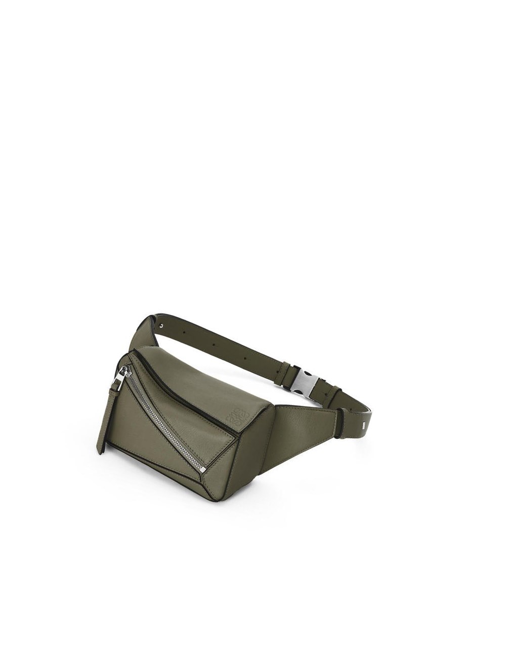 Loewe Mini Puzzle bumbag in classic calfskin Kaki Vert | 2586USMIX