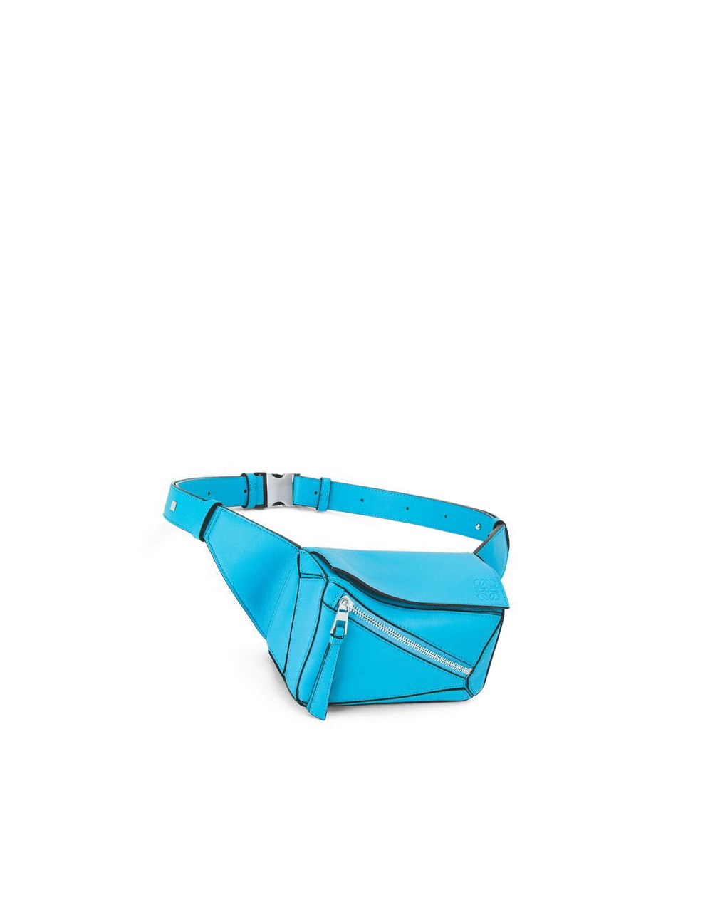 Loewe Mini Puzzle bumbag in classic calfskin Cyan | 6534SFTHC