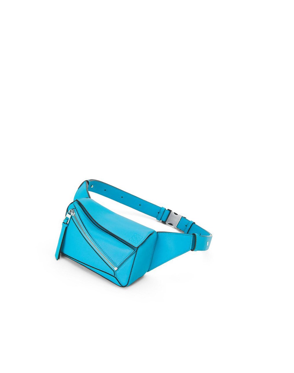 Loewe Mini Puzzle bumbag in classic calfskin Cyan | 6534SFTHC