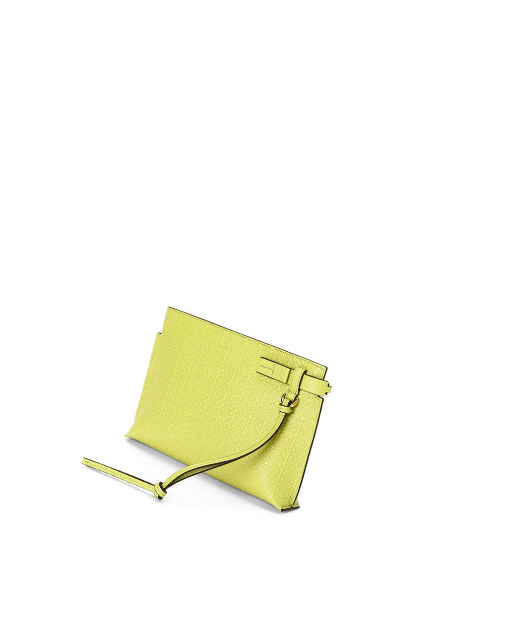 Loewe Mini Repeat T Pouch in embossed silk calfskin Jaune | 2198FMKWX