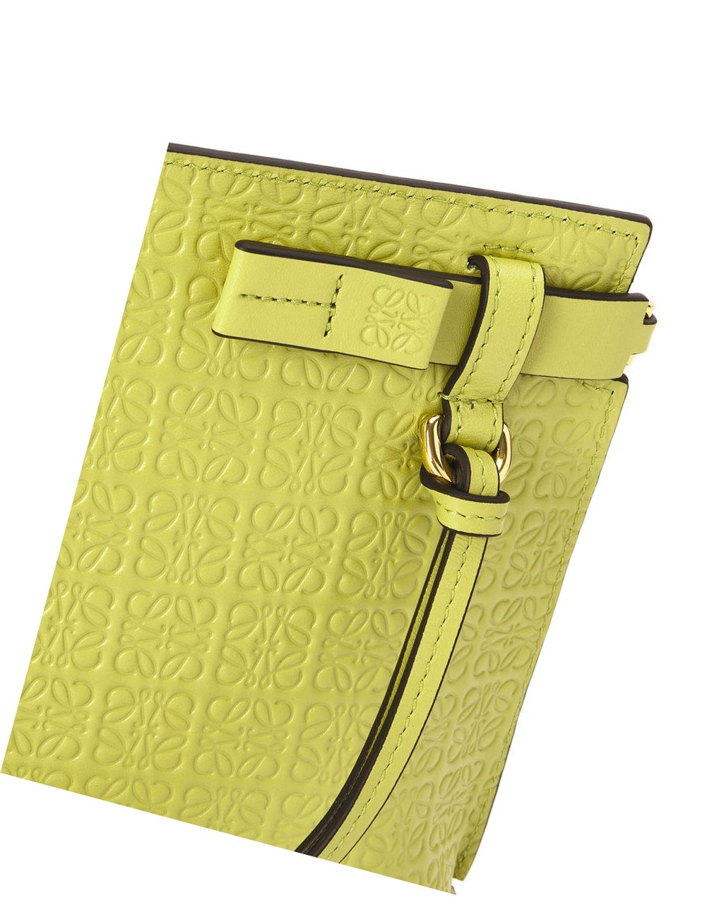 Loewe Mini Repeat T Pouch in embossed silk calfskin Jaune | 2198FMKWX