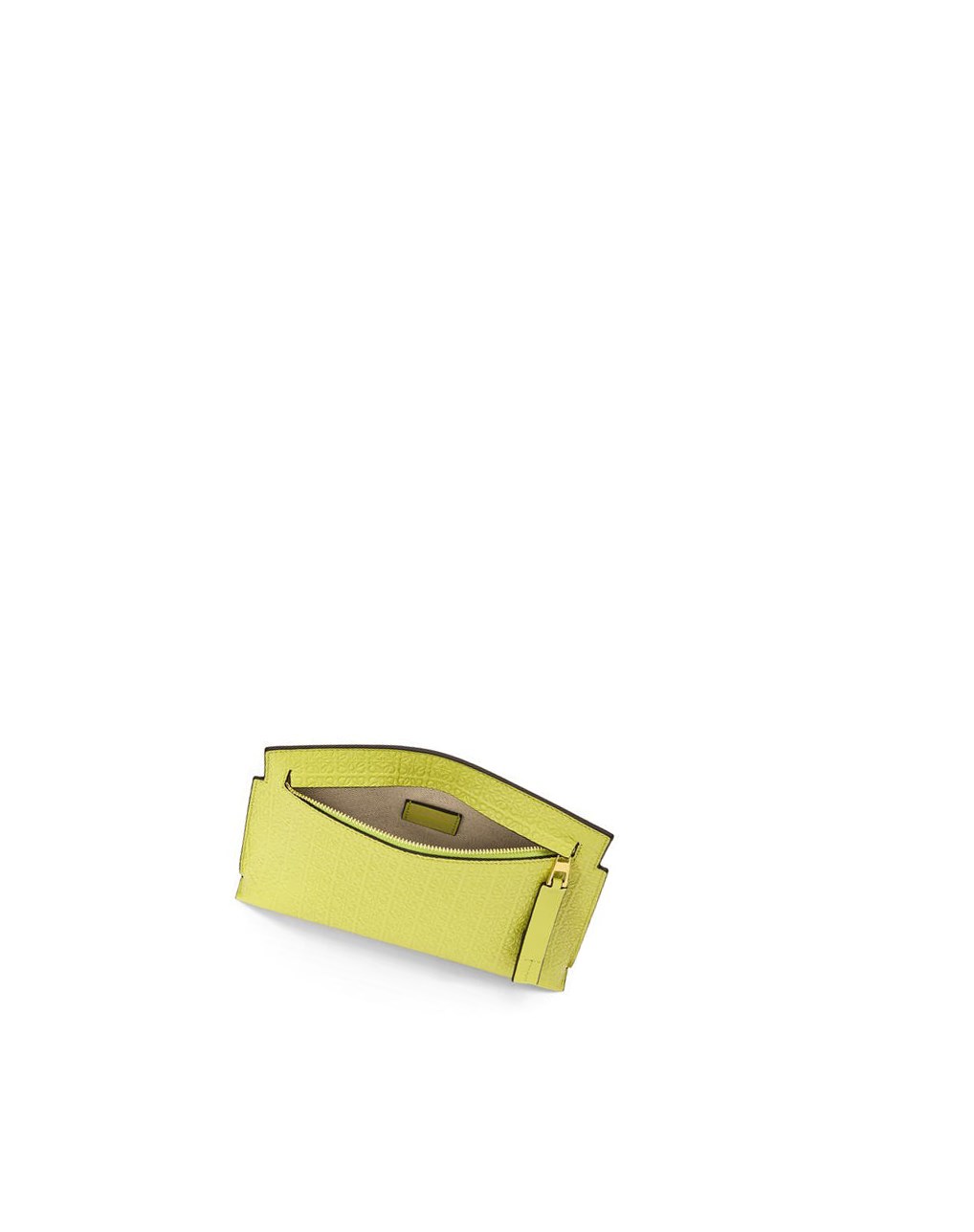 Loewe Mini Repeat T Pouch in embossed silk calfskin Jaune | 4036PDZNK