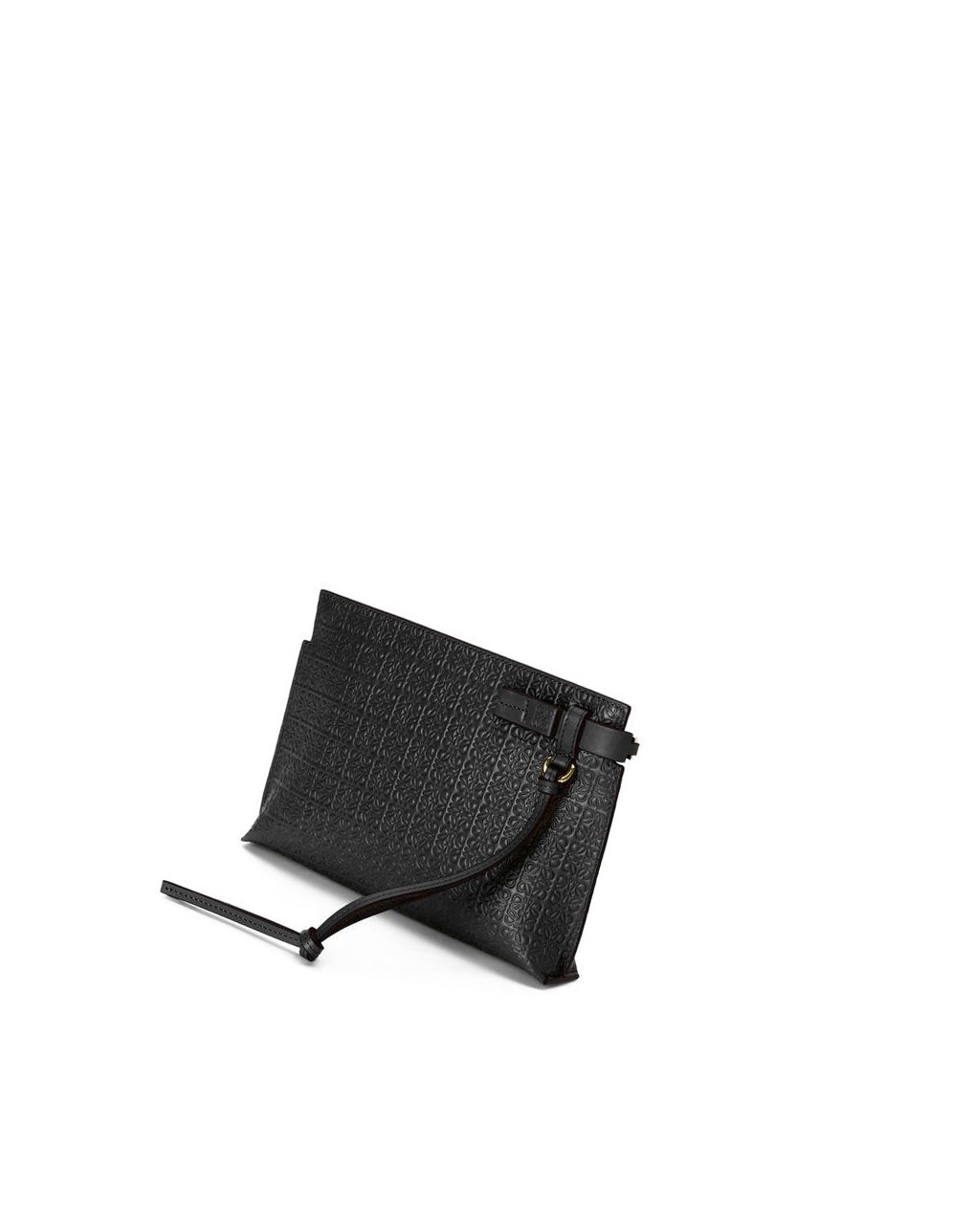 Loewe Mini Repeat T Pouch in embossed silk calfskin Noir | 5163WLCXE