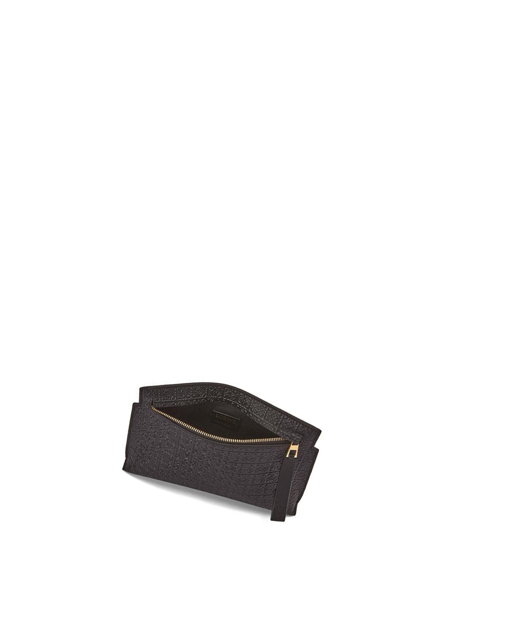 Loewe Mini Repeat T Pouch in embossed silk calfskin Noir | 5163WLCXE