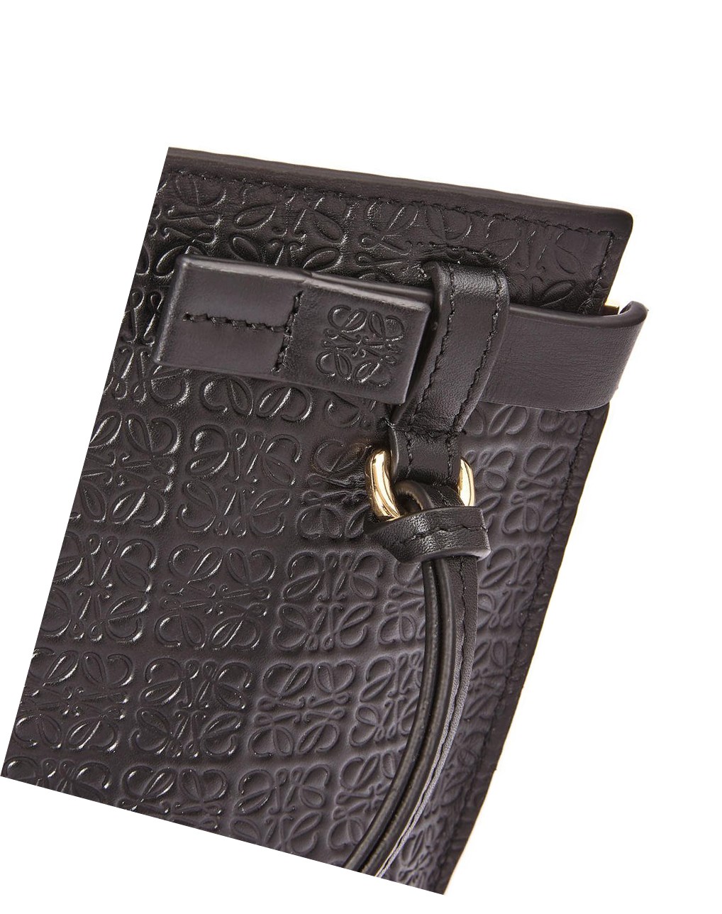 Loewe Mini Repeat T Pouch in embossed silk calfskin Noir | 5163WLCXE