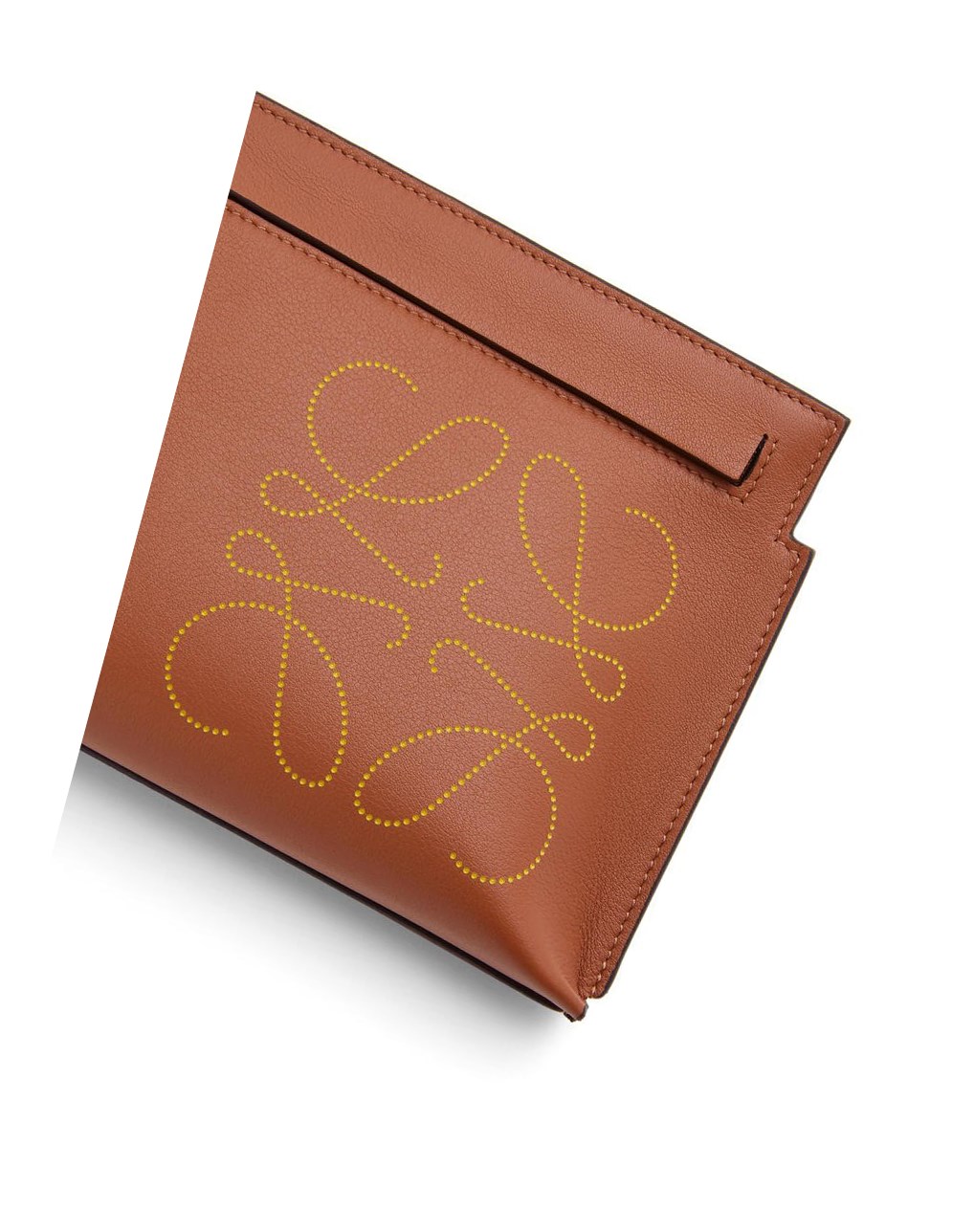 Loewe Mini T Pouch in classic calfskin Tan / Ochre | 4328BGHCD